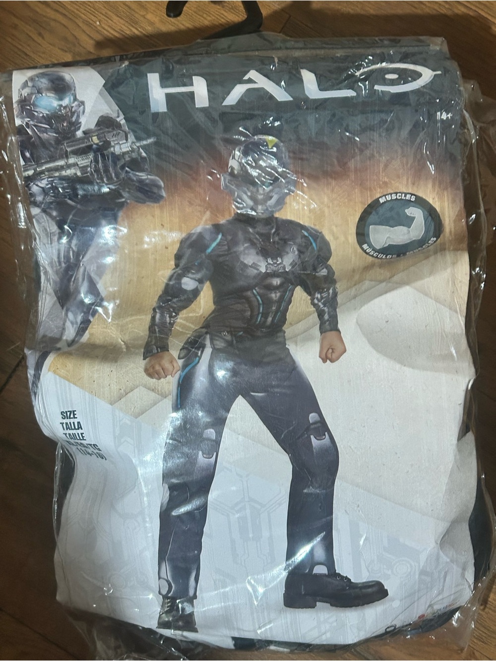 Halo Boys Black and Gray Muscled Space Warrior Costume (L) 14/16